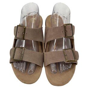 J-41 Adventure On Womens Leather Cushioned Footbed Slide Sandals 10M